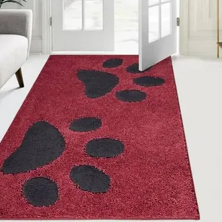 Schmutzfangmatte waschbar 84x150cm rot rutschfest wasserdicht für Hund