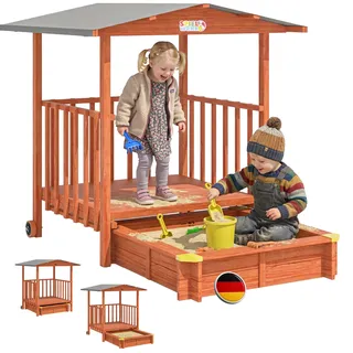 Spielwerk® Sandkasten Merle mit Dach braun