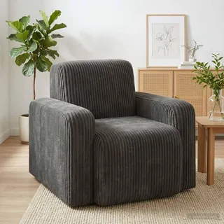 Möbel Sessel Anthrazit Cord - Fernseh- & Relaxsessel CC1859 - Grau