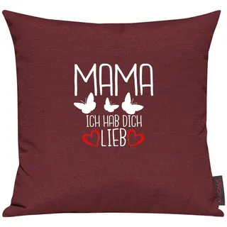 Shirtinstyle Sofakissen Mama Ich hab Dich Lieb Schmetterlinge, Kissen, Sofa, Deko, Vater Mutter Geschenk Familie Liebe, Größe 40 x 40cm, Farbe rot