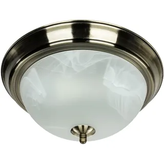 Licht-Erlebnisse Edle Deckenleuchte in Messing weiss Jugendstil inkl. 2x 10.5W E27 LED Deckenlampe aus Metall & Glas für Wohnzimmer Schlafzimmer Flur Lampe Leuchten Beleuchtung