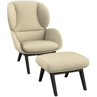 FLEXLUX Ohrensessel Adria Designsessel, Loungesessel, Stil & Komfort, organische Form, Fuß Holz schwarz beige|braun