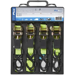 PRO PLUS Spanngurt mit Ratsche 5 m Set mit 4 Stück