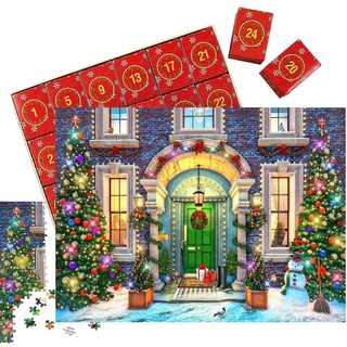 WOBBLO Adventskalender 2023, Puzzle, 1008 Teile, Puzzles, Countdown für Erwachsene und Kinder, Heimdekoration, Weihnachten, 24 Adventskalender-Boxen von Familie und Freunden