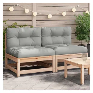 vidaXL Gartensofa ohne Armlehnen 2-tlg. grau