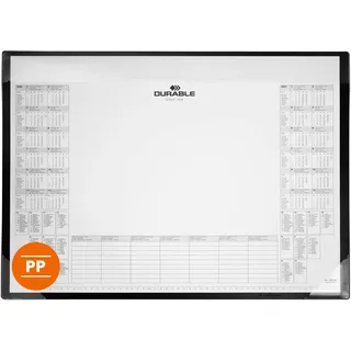Durable Kalender Schreibtischunterlage 600x430 mm PP, mit Kalenderblock à 25 Blatt, schwarz,