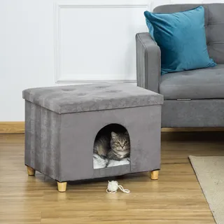 PawHut Katzenhöhle 2-IN-1 60 x 45 x 44,5 cm Grau