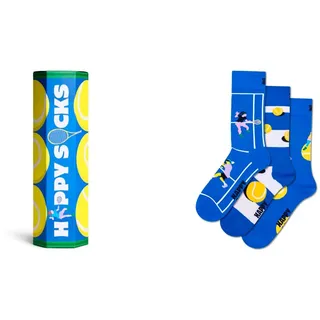 Happy Socks 3-Pack Tennis Gift Set Baumwolle Socken Damen Herren Blau 41-46 - 41-46