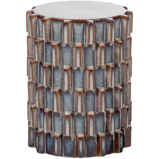 Woood Beistelltisch Axu - Keramik Grau / Blau, Ø 35 cm