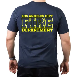 T-Shirt Navy, Los Angeles City Fire Department, neon Yellow - 3XL