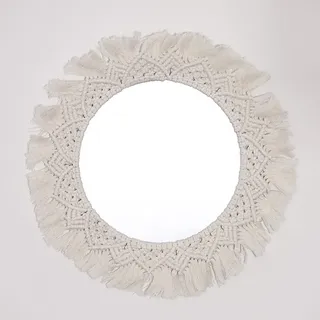 Deko-Spiegel. rund, 40 cm - Dieser Wandspiegel Makramee-Boho-Design bringt