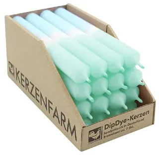 luterna DIP DYE Stabkerzen aus Paraffin, 180/22 mm, Mint-Eisblau, KERZENFARM HAHN, Brenndauer ca. 7h, 16 Stück pro Verpackung