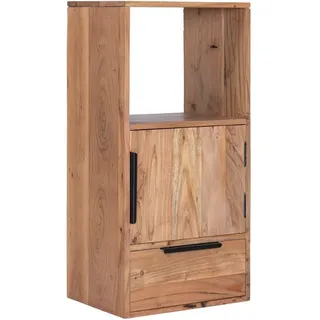 Woodkings Wandregal Auckland I Hängeschrank massiv Holz Akazie I Wandschrank für Wohnzimmer 1Tür/1Schub/1Fach, Hängeregal, passend zum TV Lowboard