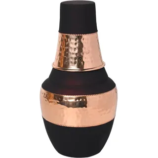 Nachttisch-Wasserkaraffe aus reinem Kupfer mit Becher, für Ayurveda-Gesundheitsvorteile, Fassungsvermögen: 1,4 l, Dunkle Kirsche