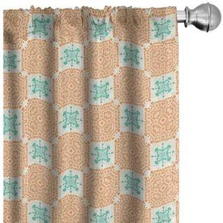 Abakuhaus Gardine Vorhang für Wohnzimmer Schlafzimmer Dekor, Microfaser, orientalisch Fantasie Squares orange|grün 150 cm x 245 cm