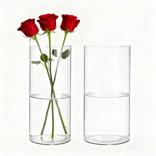 Koelaa 2 Teiliges Set Transparente Acryl-Blumenvasen, Kunststoff-Zylindervasen, Modernes Vasen-Set für Blumenarrangements, Tischdeko, Einweihungsparty & Hochzeitscenterpieces(12x40 & 15x40cm)