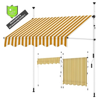 Mucola Klemmmarkise Klemmmarkise Balkon Markise Sonnenschutz Fenstermarkise Balkonmarkise (Stück) Gummierter Standfuß für besseren Halt orange|weiß 400 cm