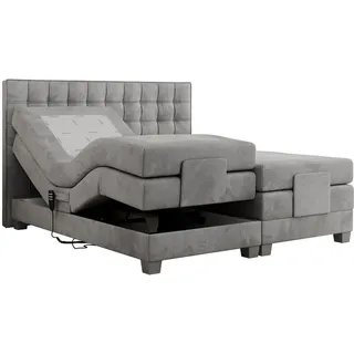 MKS Boxspringbett 200 x 200 cm H3 Hellgrau