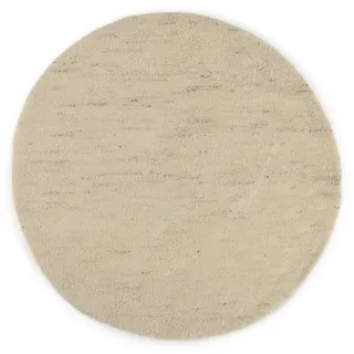 THEKO Wollteppich Taza Royal, rund, Höhe: 24 mm, echter Berber Teppich aus Marokko, reine Schurwolle, handgeknüpft beige Ø 250 cm x 24 mm