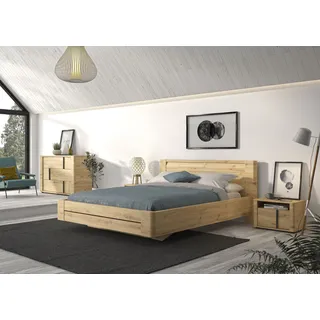 Schlafzimmer-Set GAMI "Confidence" Schlafzimmermöbel-Sets Gr. B/H: 140 cm x 200 cm, braun (eiche artisan) Komplett Schlafzimmer aus Kiefernholz, mit Bett, 2x Nachttisch und Kommode