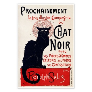 Posterlounge Poster Théophile-Alexandre Steinlen, Chat Noir II, Wohnzimmer Vintage Malerei beige 40 cm x 60 cm