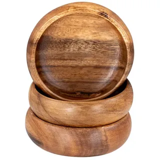 Levandeo® Dekoteller, 3er Set Snackschale Holz Akazie Ø10cm Design Dip Schale Obstschale