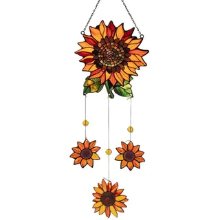 Formano Dekoanhänger Sonnenblume aus Metall – Handarbeit – 68 cm – Orange-Braun – Fantasie-Blume von Formano – Fenster- & Wanddeko – Hänger