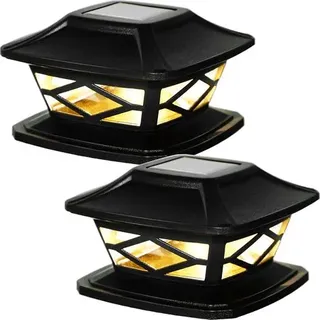 2 Stück Solar-pfostenkappen-lampen Für Außen, Wasserdichte Led-pfostenleuchten, Dekorative Solar-zaunlampen (schwarz)