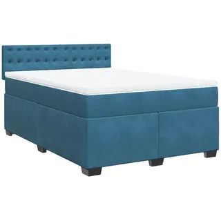 vidaXL Boxspringbett mit Matratze Dunkelblau 140x200 cm Samt