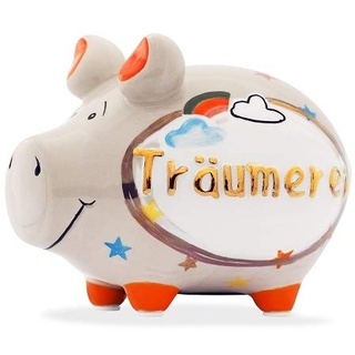 KCG Sparschwein Träumerei Spardose aus Keramik mit Gummi-Verschluss Kleinschwein 12,5 x 9 x 9 cm Gold Edition Geschenkidee