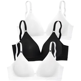 PETITE FLEUR Bralette-BH Damen 2xweiß+1xschwarz Gr.70AA