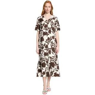 Cartoon Midikleid Floralmuster Braun/Weiß 40