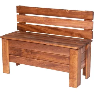 STOLMAK Gartenbox aus Holz 111 l 71x54x29 cm Braun Massivholz Kiefer Auflagenbox Kissenbox Holztruhe Sitzbank Gartenmöbel - Braun