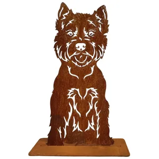 Terma Stahldesign Rost Hund West Highland Terrier lebensgroß Metall Gartenfigur Handmade Germany wetterfest Gartendeko Tierfigur Grabdeko Geschenk