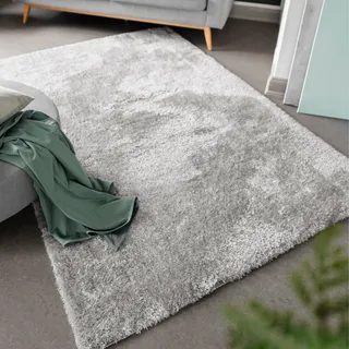 LUXOR LIVING Hochflor-Teppich LUXOR LIVING "Gela", grau, B:60cm H:45mm L:110cm, Polyester, Teppiche, Uni Farben, weich und flauschig, ideal im Wohnzimmer & Schlafzimmer