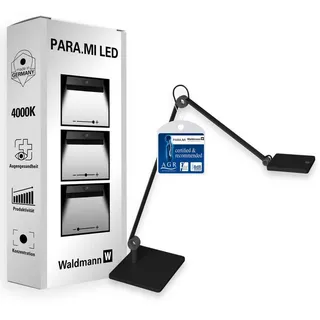 Waldmann LED Schreibtischlampe PARA.MI HOME Schreibtisch Lampe & Arbeitsleuchte, Leselampe, 4000K, LED wechselbar, Neutralweiß, Verstellbarer Arm, Flexibel, Speicherfunktion, Dimmbar