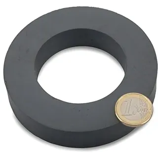 Ringmagnet Ø 100,0 x 60,0 x 20,0 mm Y35 Ferrit - hält 16 kg,Magnetring, Magnet Scheibe mit Loch Ring