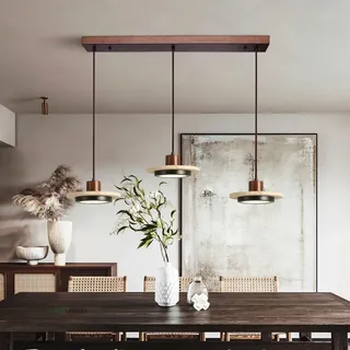 YUPIN Wabi-Sabi Holz Pendelleuchte Natürliche Gelbe Travertin Hängelampe Mit Höhenverstellbar Nordisch Kreativ LED Esstisch Hängeleuchte Für Esszimmer Schlafzimmer Café Kronleuchter(3-Straight,6000K)