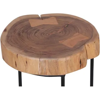 FineBuy Beistelltisch Braun Akazie 28 x 28 x 55 cm