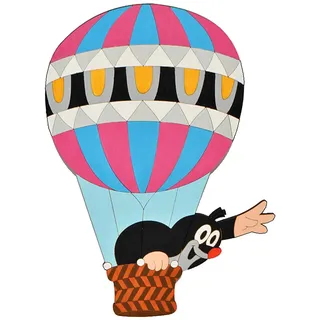 alles-meine.de GmbH Wandbild/Wandtattoo - Der kleine Maulwurf - Pauli - Holz - selbstklebend - Kinderzimmer Deko Bilder Türschild Heißluftballon