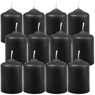 HS Candle Stumpenkerze Dekokerze (12-tlg), Wachskerzen Ø4cm x 6cm Teelicht Durchmesser, viele Farben schwarz