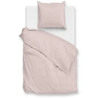 Zo Home Flanella-di-Lino unifarben Baumwolle Rosa 135 x 200 cm + 80 x 80 cm