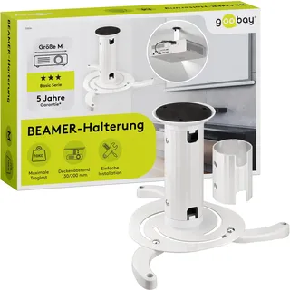 goobay Beamer-Deckenhalterung Universal bis 10 kg, neigbar, 360° drehbar, Weiß