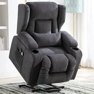 COMHOMA Massagesessel mit Aufstehhilfe Stoff 83 x 100 x 75 cm Grau elektrisch