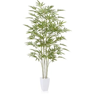 CROSOFMI Kunstpflanze Bambus 160 cm Künstliche Pflanzen Groß Wie Echt Plastikpflanzen Zimmerpflanzen Balkon Badezimmer Deko Modern (1 Pack)