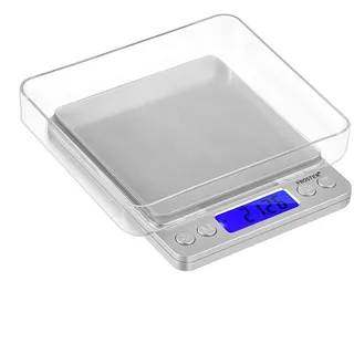 Proster Mini-Digitalwaage Küchenwaage, 0,01 bis 500 g, Taschenwaage, Briefwaage für Gold, Schmuck, Münzen, Farbe: Silber