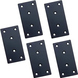 Edelstahl Lochplatte Flachverbinder Holzverbinder Metallverbinder Lochplatten Verbindungsplatten - 5Stk 100x50x2mm Flachplatte Gerade für Reparatur Befestigung Holz, Möbel und DIY Projekte(Schwarz)