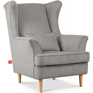 KONSIMO® Ohrensessel STRALIS Sessel, skandinavischer Stil, hergestellt in der EU, zeitloses Design grau
