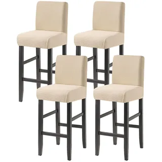 JHLD Barhocker Stuhlhussen, Jacquard Stuhlhussen Stretch Bar Stuhlhussen Stuhlhussen Maschinenwaschbar Für Wohnzimmer-Beige-Satz von 4