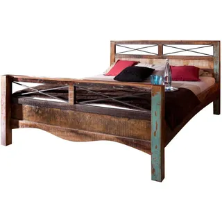 Massivmoebel24 Altholz 160 x 200 cm Mehrfarbig